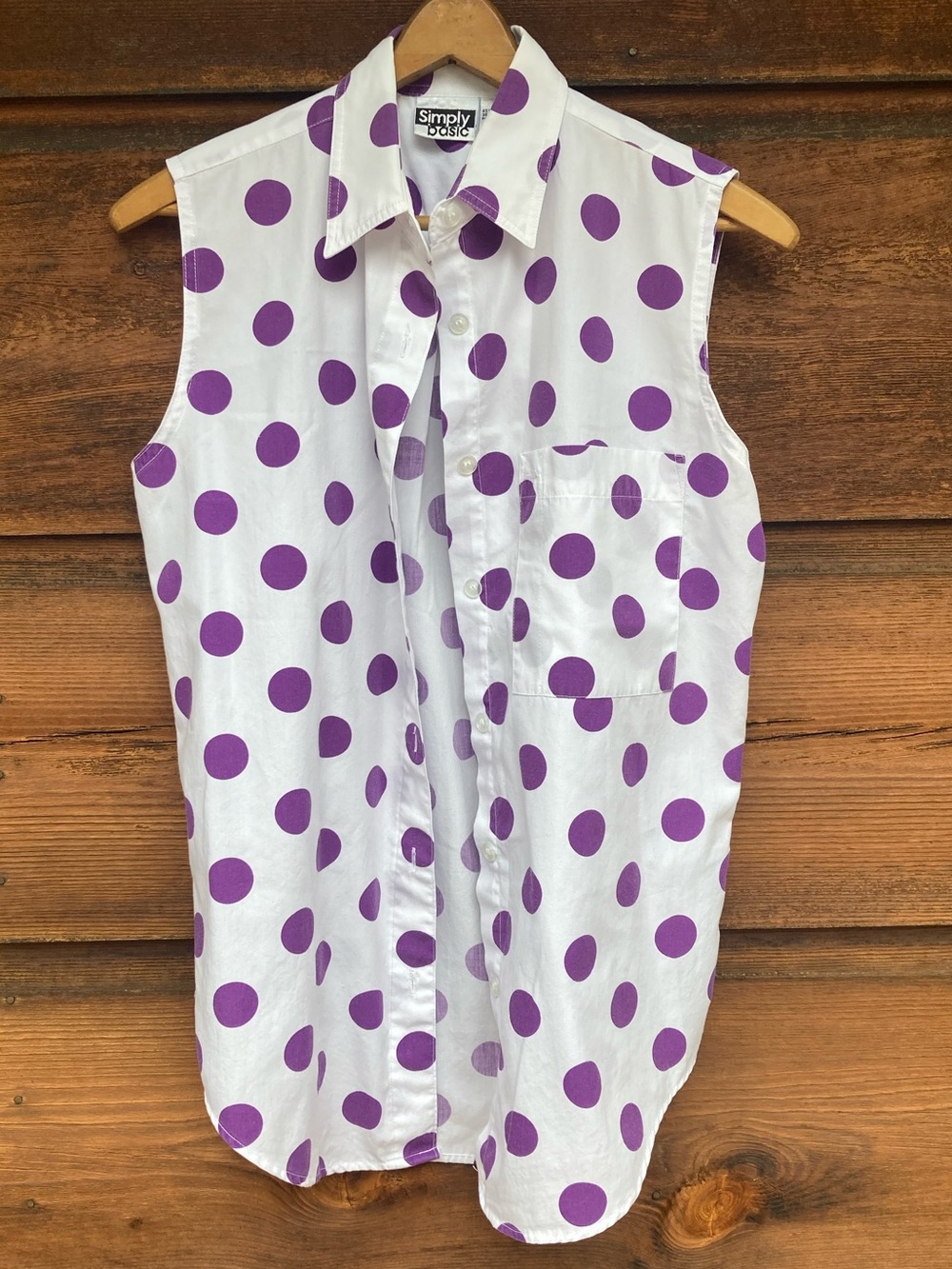 Vintage Polka Dot Sleeveless Button-Up Shirt